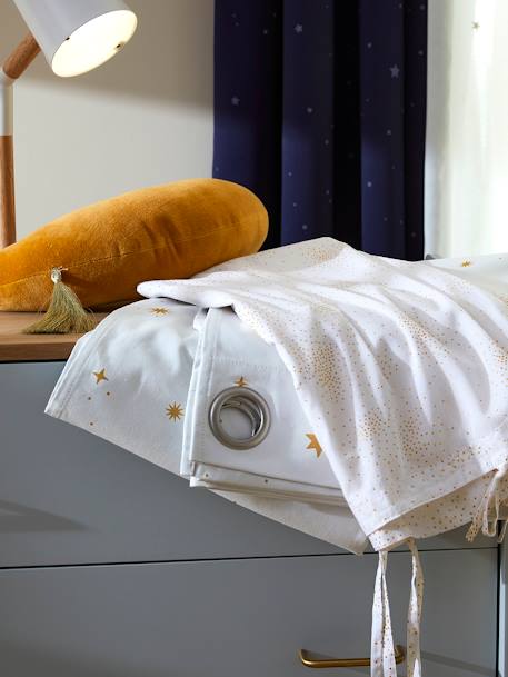 Rideau à oeillets occultant imprimé étoile BLANC / ETOILES - vertbaudet enfant 