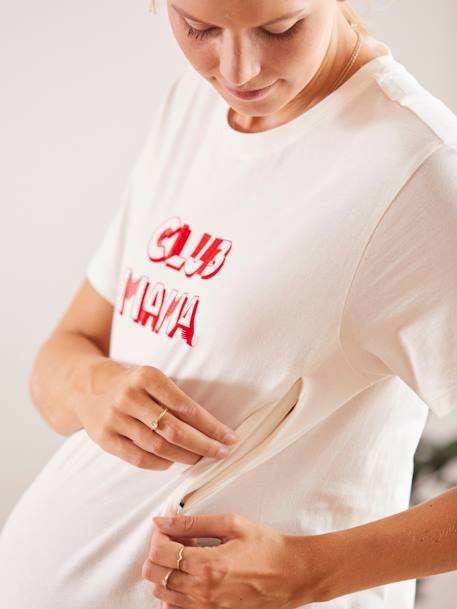 Zwangerschaps- en borstvoedingsshirt met tekst Wit - vertbaudet enfant 