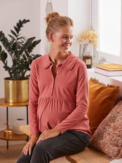 Vêtements de grossesse-Allaitement-T-shirt blouse col volanté grossesse et allaitement