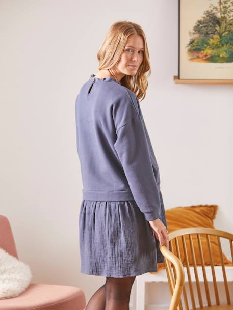 Robe courte bi-matière grossesse et allaitement Gris anthracite - vertbaudet enfant 