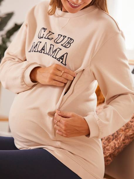 2-delige set homewear voor tijdens de zwangerschap en borstvoeding Beige / marineblauw - vertbaudet enfant 