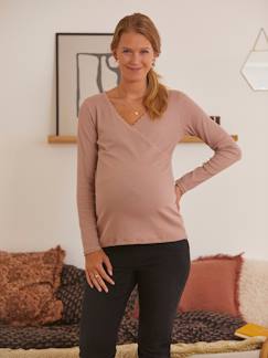 Zwangerschapskleding-T-shirt-Gekruist T-shirt met V-hals, voor zwangerschaps- en borstvoeding