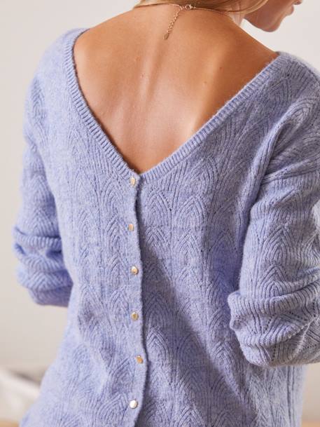 Pull réversible devant/dos grossesse et allaitement Bleu lavance+vieux rose - vertbaudet enfant 