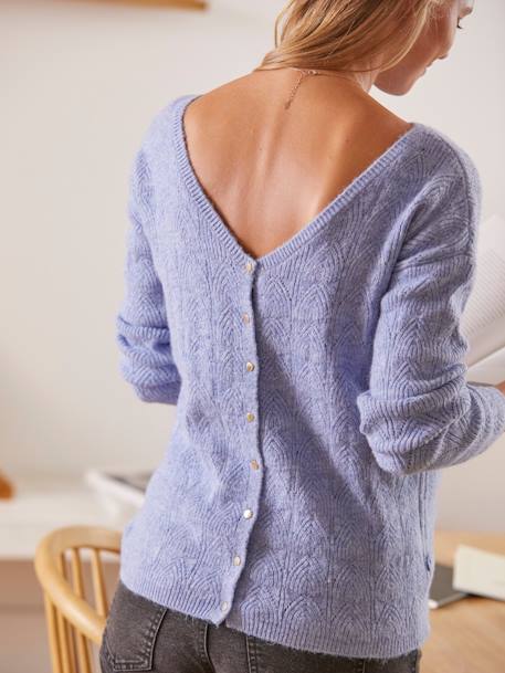 Pull réversible devant/dos grossesse et allaitement Bleu lavance+vieux rose - vertbaudet enfant 