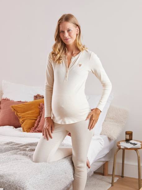 2-delige set zwangerschaps- en voedingspyjama LICHT WIT EFFEN - vertbaudet enfant 