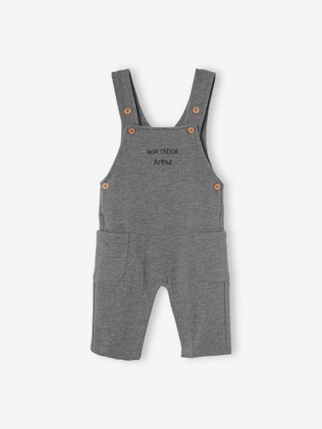Fleece babyset met te personaliseren T-shirt en tuinbroek donkergrijs gechineerd+karamel - vertbaudet enfant 