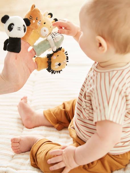 Livre bébé d'éveil + peluches TANZANIE gris - vertbaudet enfant 