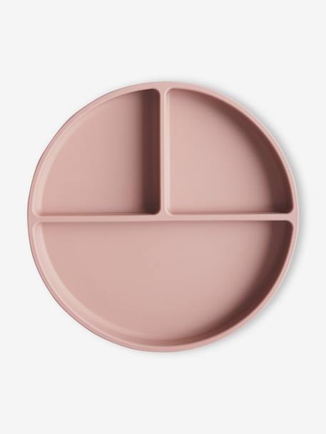 Assiette compartimentée en silicone beige+gris+rose - vertbaudet enfant 