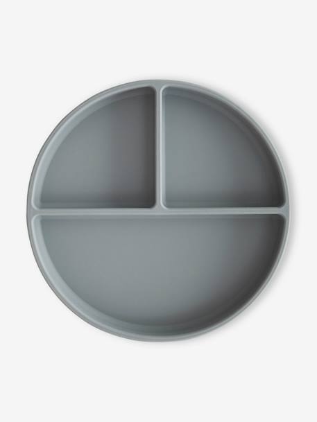 Assiette compartimentée en silicone beige+gris+rose - vertbaudet enfant 