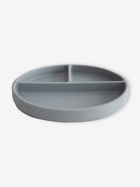 Assiette compartimentée en silicone beige+gris+rose - vertbaudet enfant 