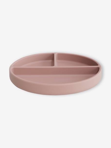Assiette compartimentée en silicone beige+gris+rose - vertbaudet enfant 