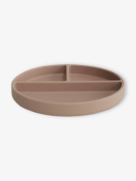Assiette compartimentée en silicone beige+gris+rose - vertbaudet enfant 
