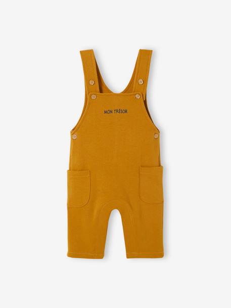 Fleece babyset met te personaliseren T-shirt en tuinbroek karamel+smaragdgroen - vertbaudet enfant 