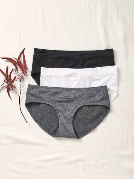 Set met 3 naadloze zwangerschapsshorties van microvezel grijsblauw+lichtroze+Setje van 3, zwart/grijs/wit - vertbaudet enfant 