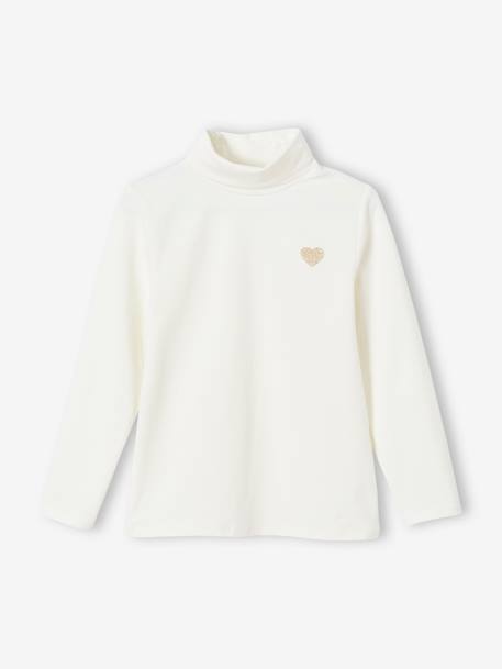 Lot de 3 T-shirts col roulé fille anthracite+écru+lot rose poudré+vert de gris - vertbaudet enfant 