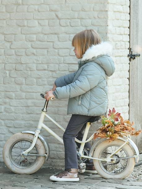 Flare broek met geborduurde zakken voor meisjes Zwart denim - vertbaudet enfant 