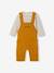 Fleece babyset met te personaliseren T-shirt en tuinbroek karamel+smaragdgroen - vertbaudet enfant 