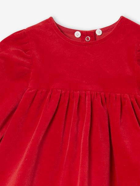 Fluwelen jurk met bijpassend maillot baby rood - vertbaudet enfant 