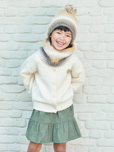 Ensemble bonnet et snood jacquard fille beige imprimé - vertbaudet enfant 