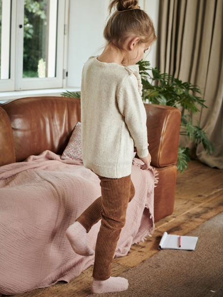 Legging fille velours camel+marine+mauve+vert émeraude - vertbaudet enfant 
