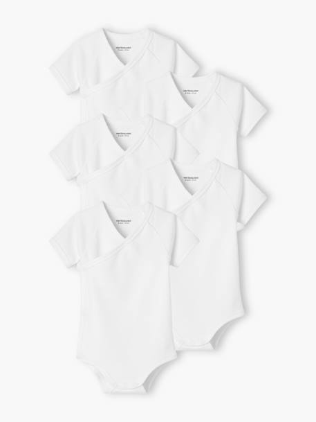 Lot de 5 bodies manches courtes bébé ouverture naissance BASICS lot ivoire - vertbaudet enfant 