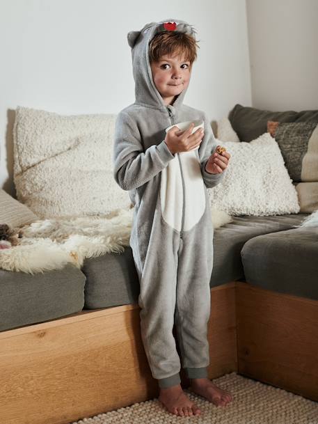 Combi-pyjama loup garçon GRIS CLAIR - vertbaudet enfant 