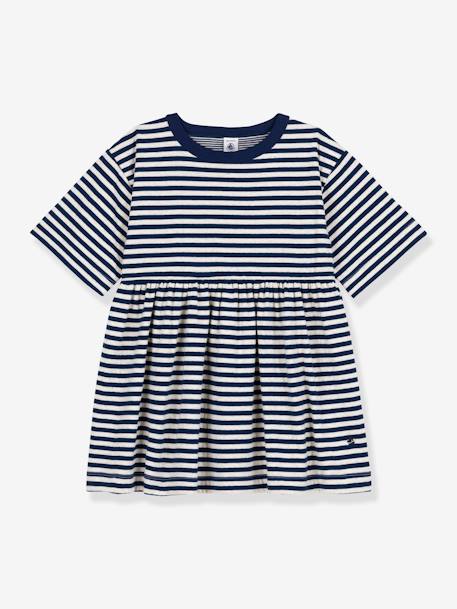 Robe rayée manches 3/4 enfant coton bleu - vertbaudet enfant 