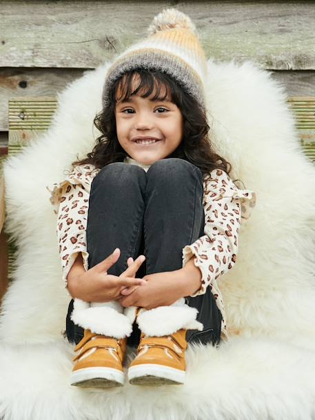 Ensemble bonnet et snood jacquard fille beige imprimé - vertbaudet enfant 