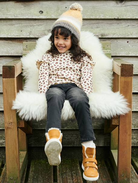 Ensemble bonnet et snood jacquard fille beige imprimé - vertbaudet enfant 