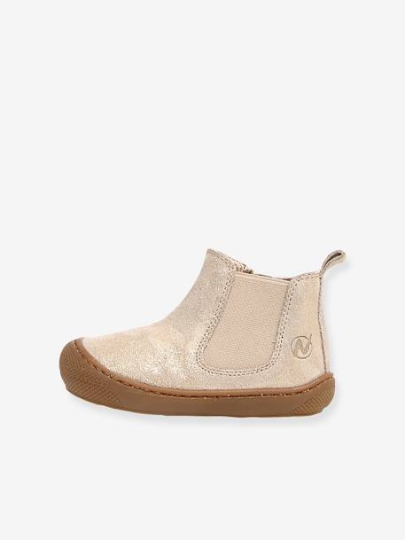 Chelsea boots bébé Sally 1ers pas marron+or - vertbaudet enfant 