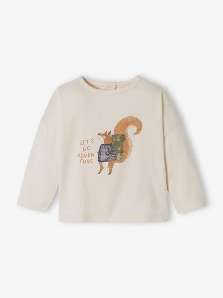 Baby T-shirt met lange mouwen en eekhoorntje ecru - vertbaudet enfant 