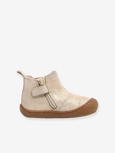 Chelsea boots bébé Sally 1ers pas marron+or - vertbaudet enfant 