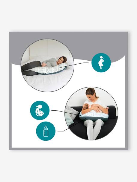 Coussin de maternité Doomoo ETHNIC PETROL+RISOTTO TAUPE+terracotta+vert - vertbaudet enfant 