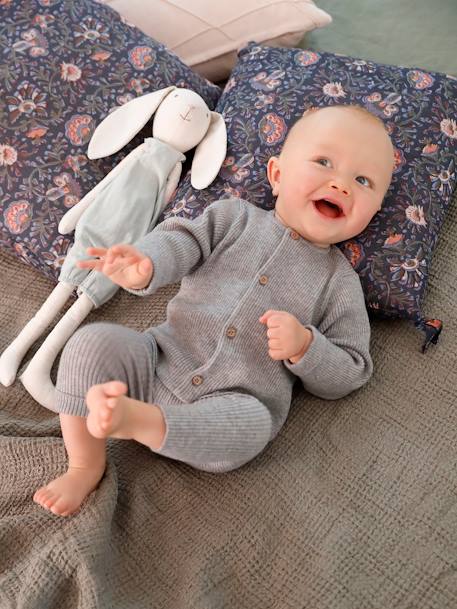 Set met shirt en broek voor baby's van tricot gechineerd lichtgrijs+wit - vertbaudet enfant 