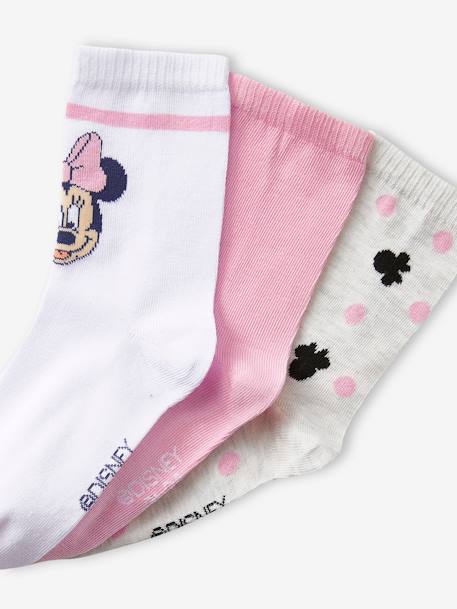 Lot de 3 paires de chaussettes Disney® Minnie Rose, blanc, gris chiné - vertbaudet enfant 