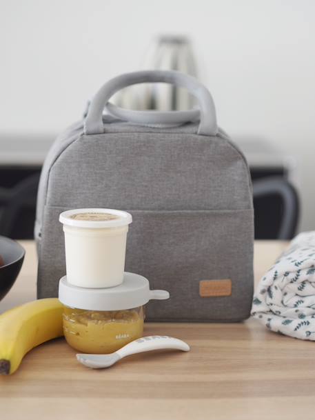 Isotherm lunchtas BEABA beige, bedrukt+gemêleerd grijs - vertbaudet enfant 