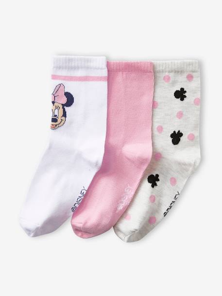 Lot de 3 paires de chaussettes Disney® Minnie Rose, blanc, gris chiné - vertbaudet enfant 