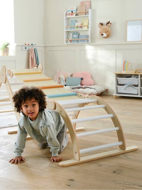 Pont d'escalade à grimper en bois FSC® BEIGE MOYEN UNI AVEC DECOR - vertbaudet enfant 