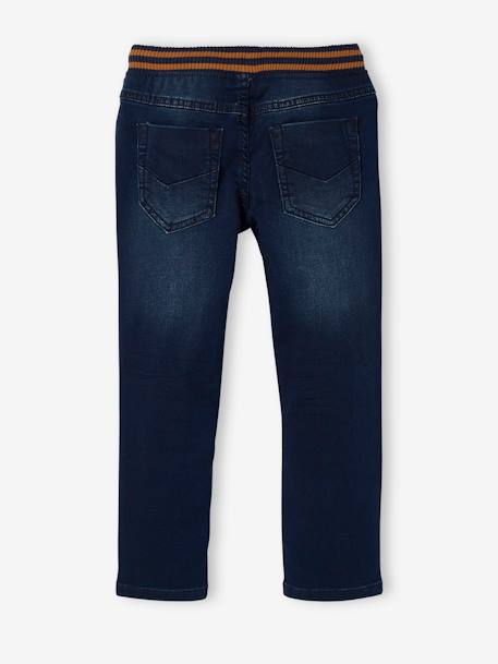 Jean garçon droit facile à enfiler denim effet molleton BRUT FONCE+denim black+denim gris+double stone+STONE MOYEN - vertbaudet enfant 