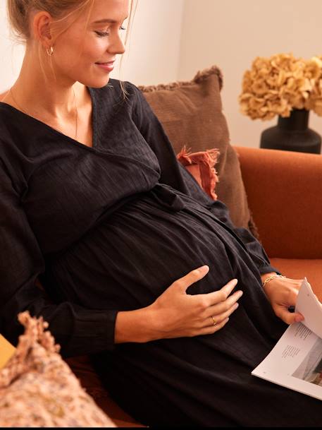 Wikkeljurk voor zwangerschap en borstvoeding EFFEN DONKER ZWART - vertbaudet enfant 