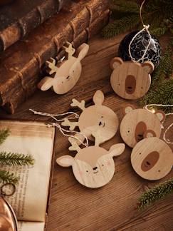 -Set van 6 houten kerstversieringen