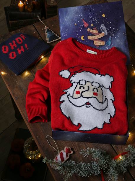 Kerstcadeauset voor jongens trui en muts rood - vertbaudet enfant 