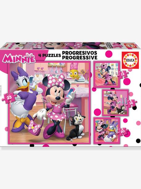 Puzzles 4 en1 progressifs Disney Minnie - EDUCA rose - vertbaudet enfant 
