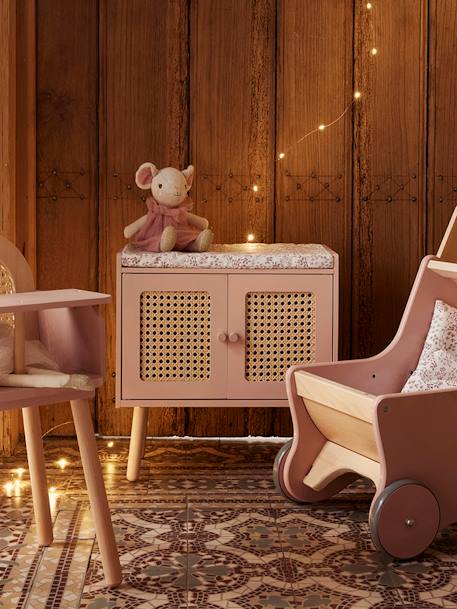 Luiertafel met riet en FSC¨-hout POƒSIE roze - vertbaudet enfant 