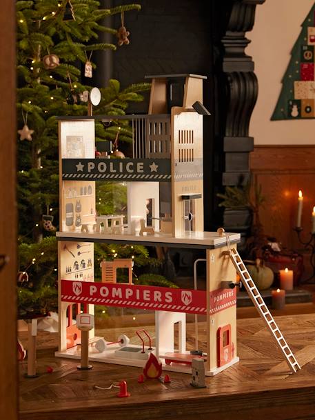 Centre de secours poste de police + poste de pompiers en bois FSC® blanc - vertbaudet enfant 