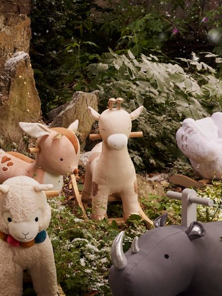 Girafe à bascule en bois FSC® ROSE MOYEN UNI AVEC DECOR - vertbaudet enfant 