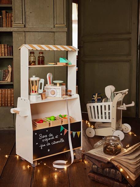 Grand chariot de course porte-poupée en bois FSC® blanc - vertbaudet enfant 