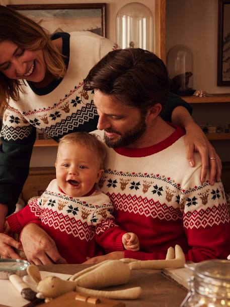 Jacquardtrui voor volwassenen, speciale familie kerstcapsule rood - vertbaudet enfant 