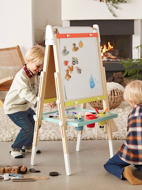 Tableau pliable et réglable en hauteur 3 en 1 en bois FSC® multicolore+Rose - vertbaudet enfant 