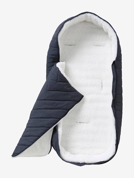 Chancelière poussette esprit doudoune bleu nuit+vert sauge - vertbaudet enfant 